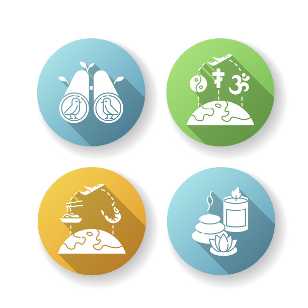 旅游休闲平面设计长影字形图标集图片下载