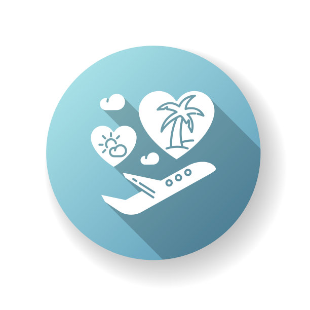 蜜月蓝色平面设计长影子字形图标图片下载