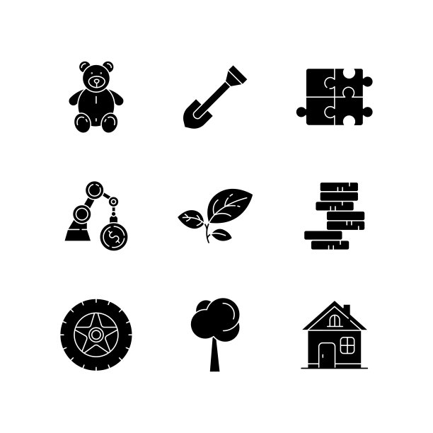 商店部门设置在空白的黑色象形文字图标图片下载