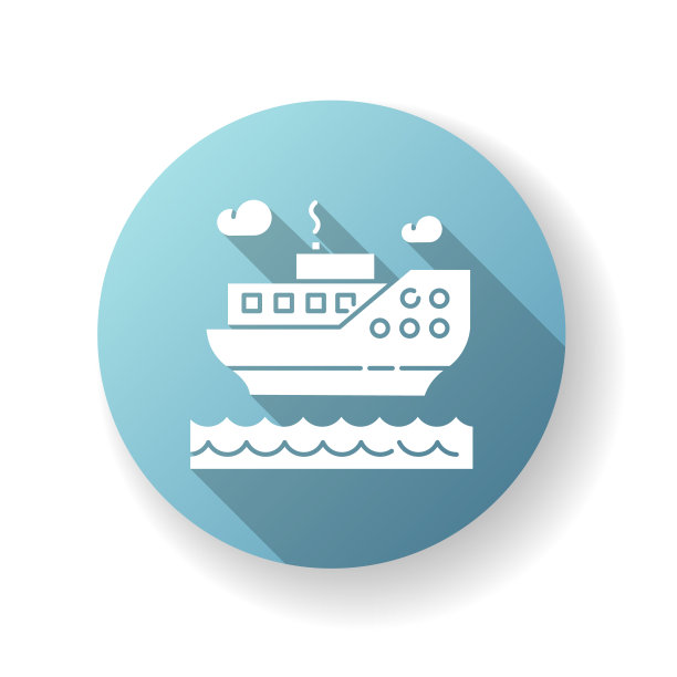 海上巡航蓝色平坦设计长影子字形图标图片下载
