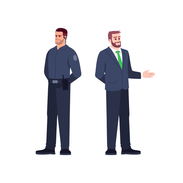 银行员工半平面RGB彩色矢量插图集图片下载