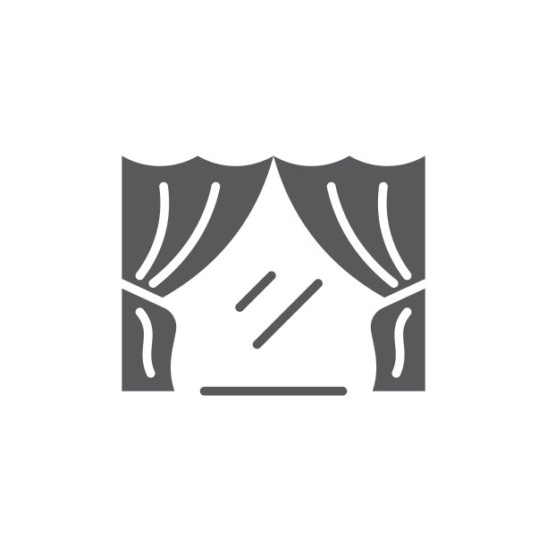 白色背景上的经典窗帘矢量图标符号图片下载