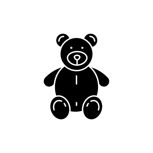 毛绒熊黑色象形图标图片下载