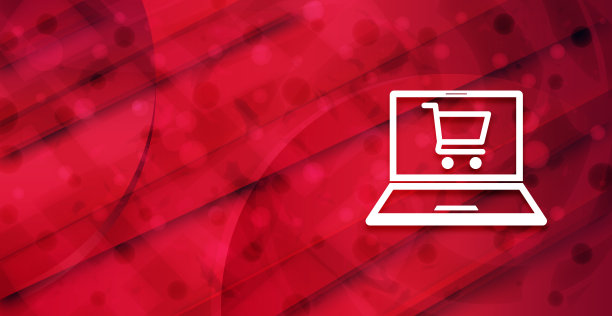 网上购物车笔记本电脑图标彩色闪亮抽象横幅背景插图图片下载