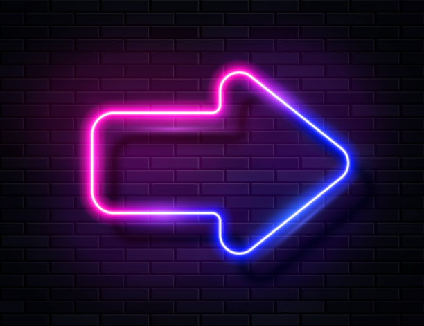 向量未来科幻现代霓虹粉蓝色梯度发光箭头图片下载