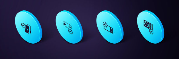 设置等距空调服务，微波炉，手柄和电源组图标。向量图片下载