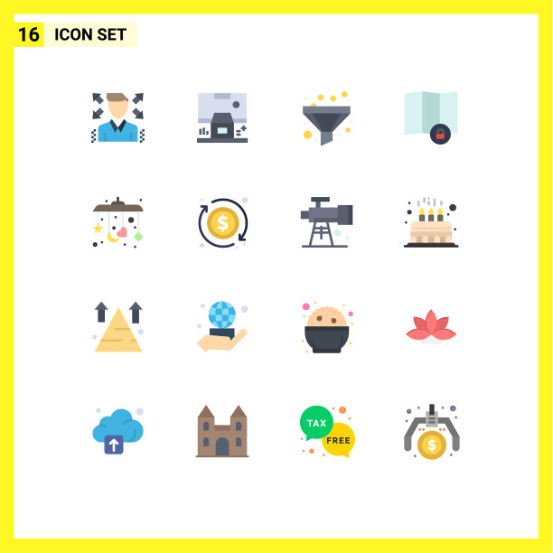 16组现代平面颜色设置为美元图片下载