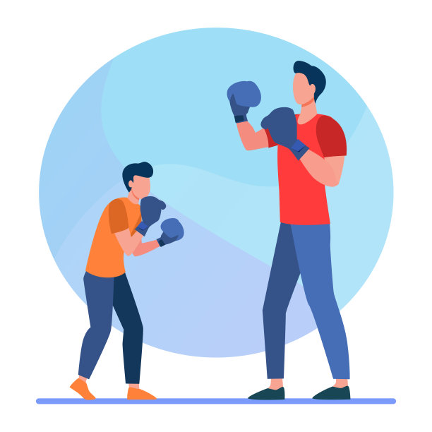 爸爸和儿子在训练拳击技巧图片下载