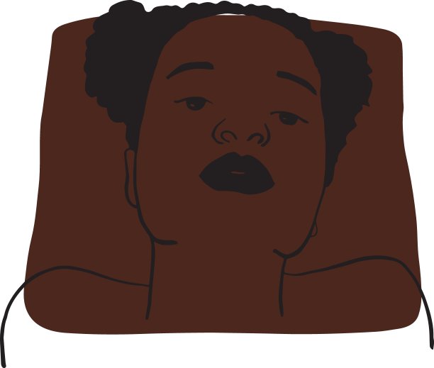 手绘非洲黑人妇女的轮廓肖像与深棕色的样品颜色。不同的人和肤色的抽象集合图片下载