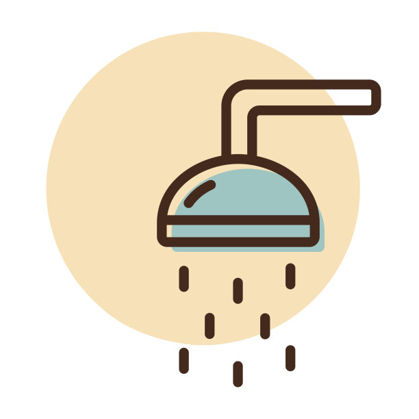 海滩淋浴平面矢量图标图片下载