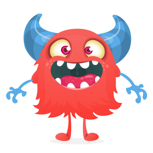 快乐的卡通怪物角色。万圣节矢量插图图片下载