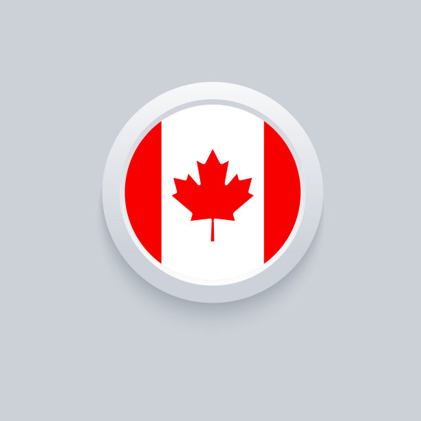 加拿大国旗圆形图标平面矢量。加拿大国旗图标的应用程序和web矢量插图与软阴影。图片下载