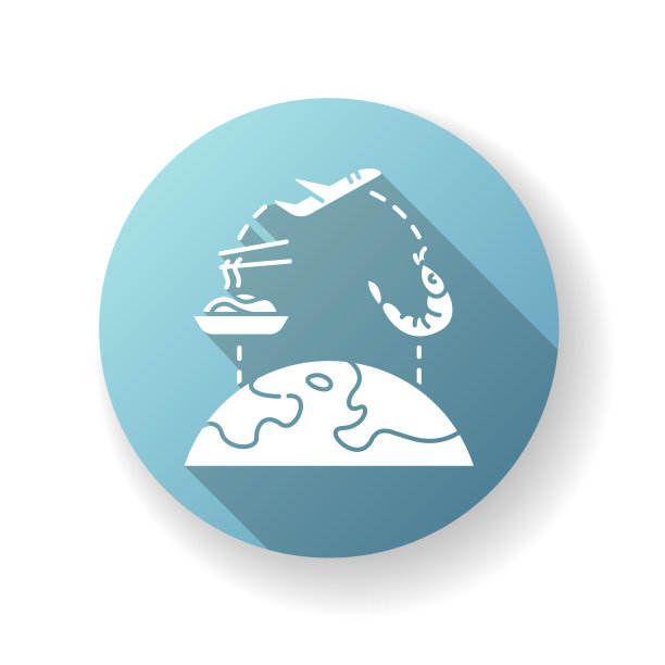 美食旅游蓝色平面设计长长的阴影字形图标图片下载