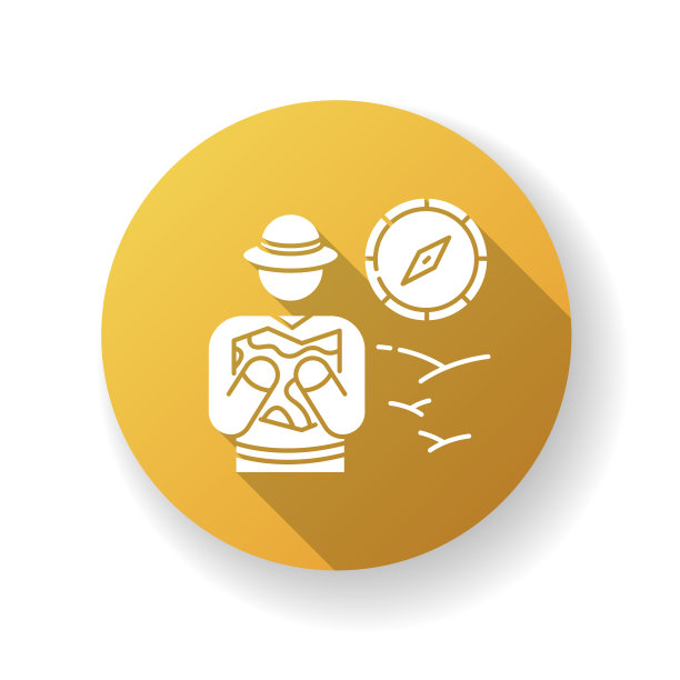 Safari黄色平面设计长阴影字形图标图片下载