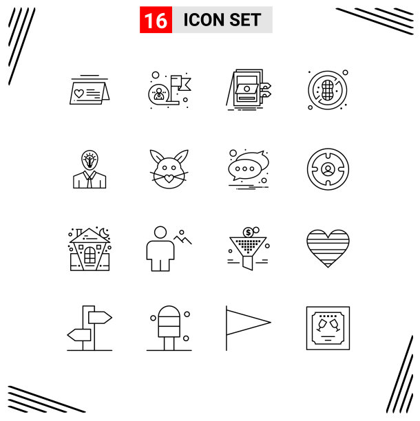 移动界面大纲集16个象形图图片下载