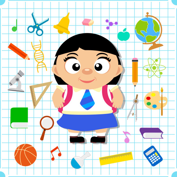 回到学校横幅与女孩，方纸页背景海报图片下载