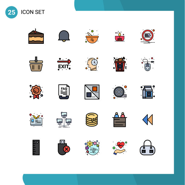 为卷筒纸设置25种通用填充线平面颜色图片下载