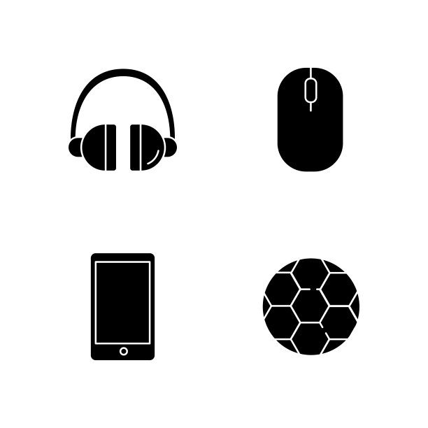 娱乐黑色象形文字图标设置在空白图片下载