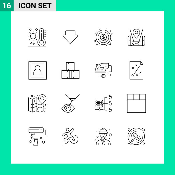 16个创意图标的现代标志和符号图片下载
