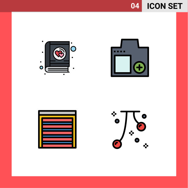 在书的网格上设置4个填充线平面颜色图片下载