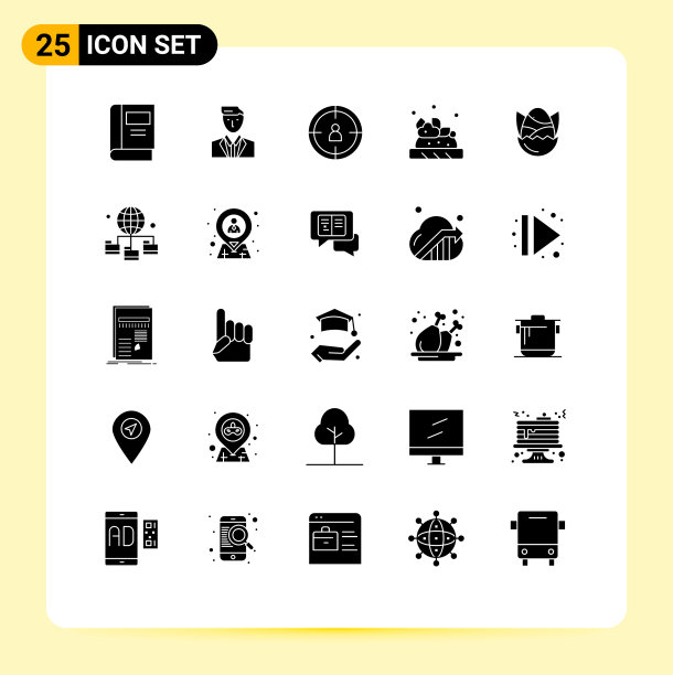 为复活节设置25个商业固体象形文字包图片下载