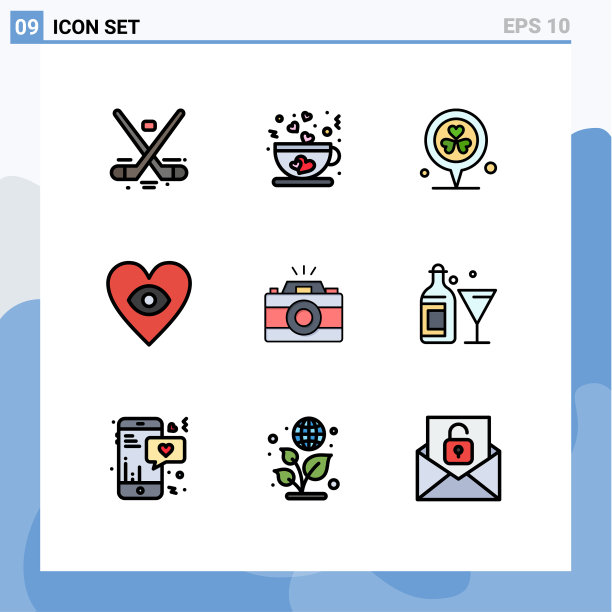 包装9个现代填充线和平色标志图片下载