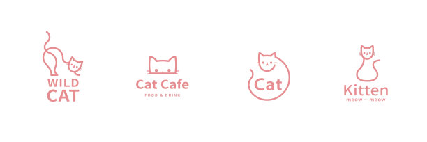 可爱的线条风格的小猫图标图片下载