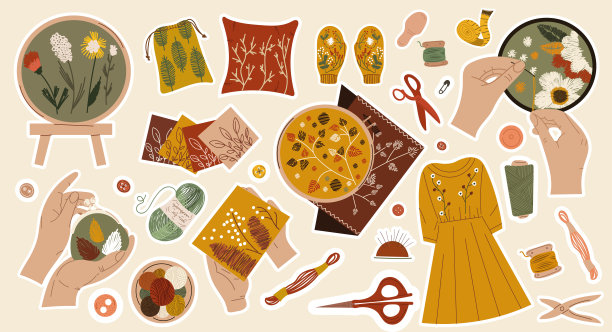 一套大的缝纫或刺绣贴纸图片下载