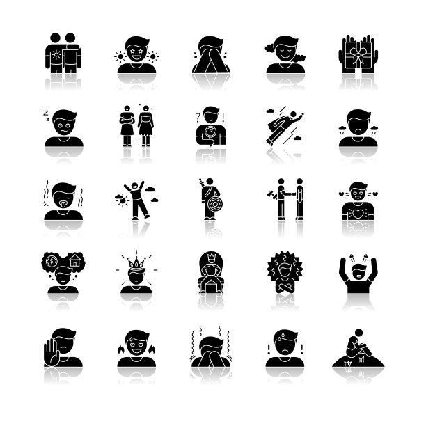 人的感情滴影黑色象形图标集图片下载