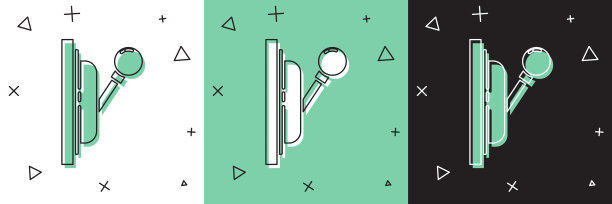 设置电气面板图标隔离在白色和绿色，黑色背景。开关杠杆。矢量图图片下载