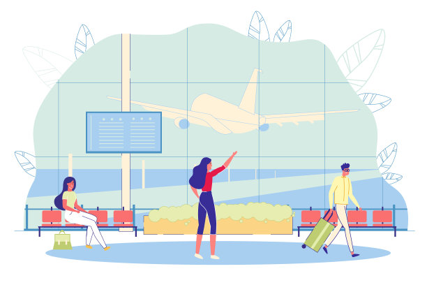 女孩人物在飞完飞机后挥着手图片下载