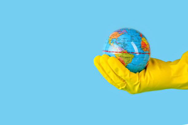 .Cleaning服务。清洁地球的概念。12、为子孙后代拯救地球。图片下载