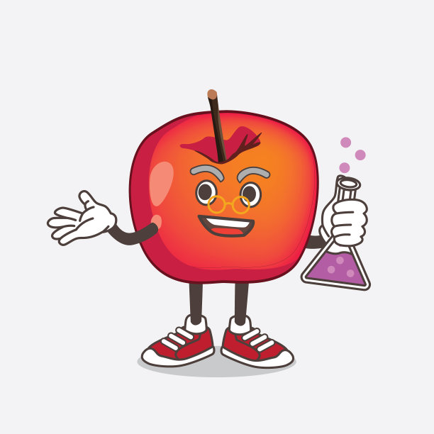 河蟹苹果卡通吉祥物教授人物图片下载