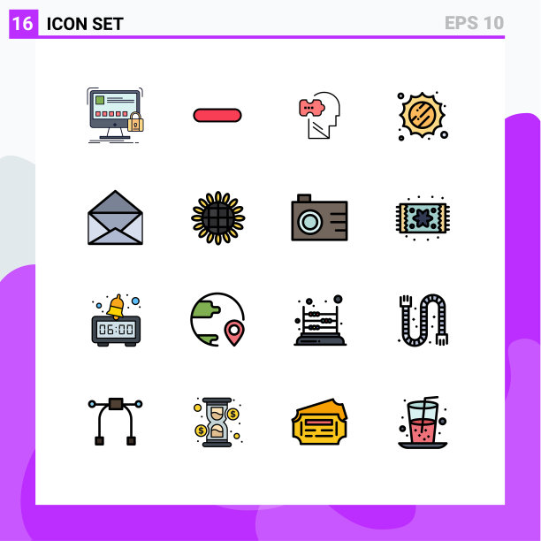 现代设置16平色填充线条和图片下载