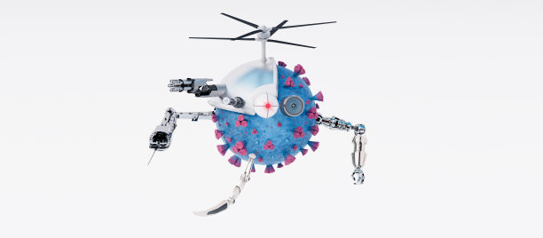 转基因纳米机器人病毒分离在白色，微生物学和技术概念3d渲染图片下载