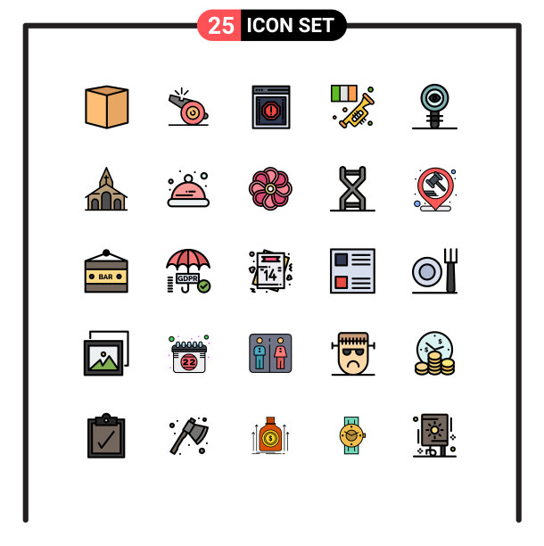 用户界面包25基本填充线平图片下载