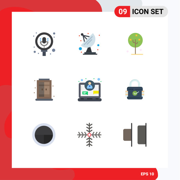 移动界面平面颜色设置9个象形图图片下载