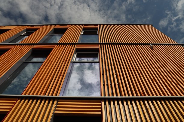 云反射在Zuidplas市政厅的窗户上图片下载