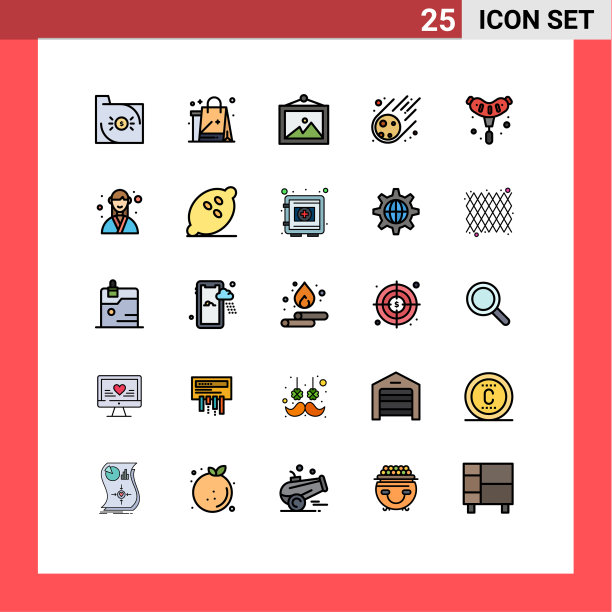 用户界面包25基本填充线平图片下载