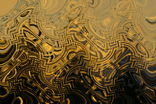 抽象图案与波浪为任何现代设计。日落照片的艺术图像处理。美丽的多色图案在金色，黑色调。背景图像图片下载