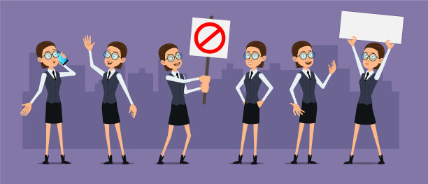 卡通女孩科学家医生角色集图片下载