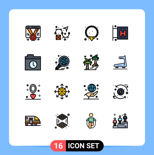 可编辑线包16简单的平面颜色填充图片下载