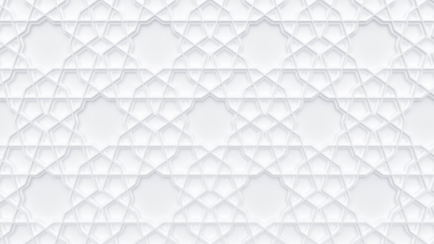 伊斯兰图案装饰，波斯图案。3d斋月伊斯兰圆形元素。几何圆形装饰性阿拉伯符号。白色抽象背景。三维演示图片下载