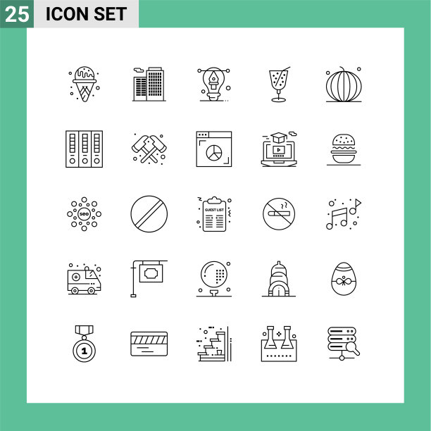 25个创意图标的现代符号和符号图片下载