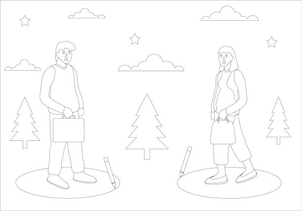 爸爸妈妈着色书图片下载