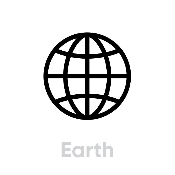 地球行星图标可编辑线条图片下载