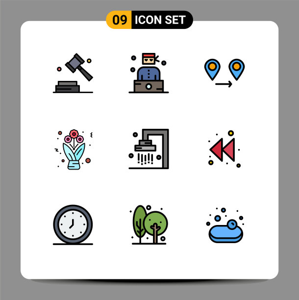 象形图设置9个简单的填充线平色图片下载