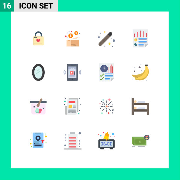 16个主题平色和可编辑的符号图片下载