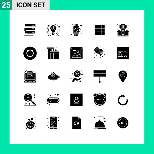 为网络和移动设置的25个通用实体符号图片下载