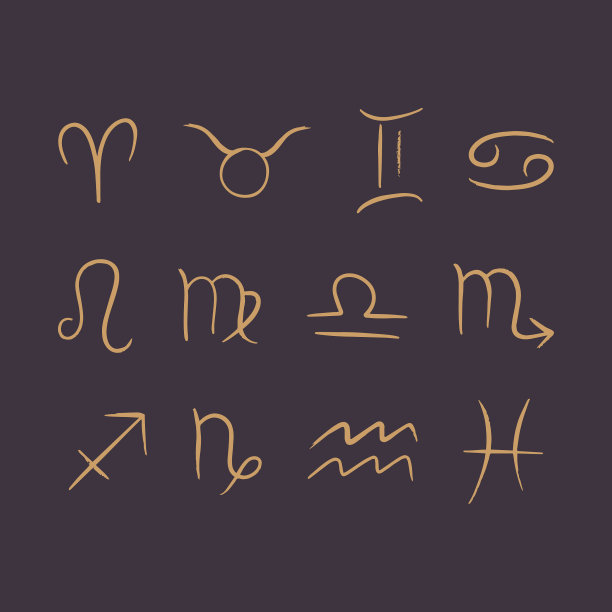 线条艺术手绘生肖符号图片下载